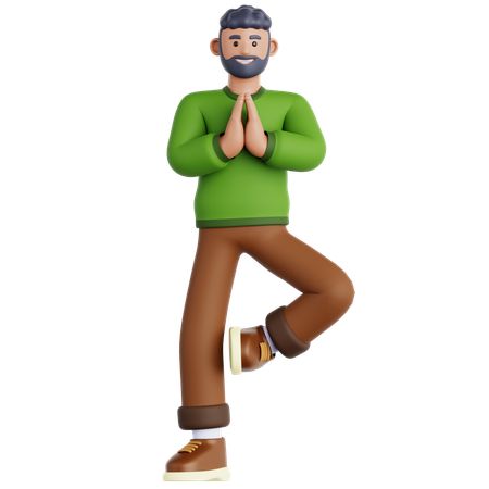Homme faisant des exercices de yoga  3D Icon