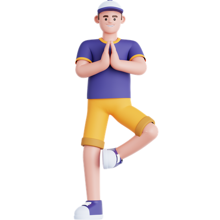 Homme faisant des exercices de yoga  3D Icon