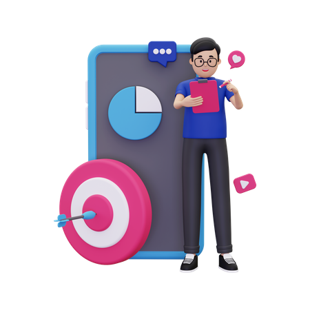 Homme faisant du marketing mobile  3D Icon