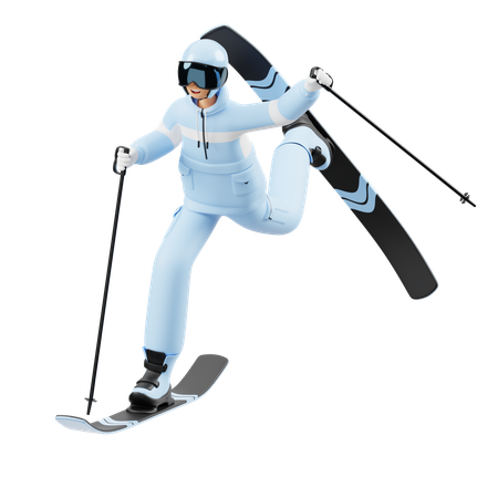 Homme faisant du ski acrobatique  3D Illustration