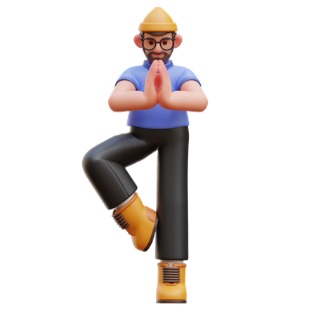 Homme faisant du yoga  3D Icon