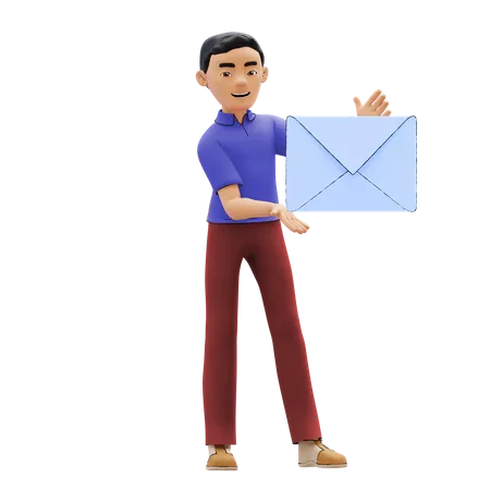 Homme faisant du marketing par courrier électronique  3D Illustration