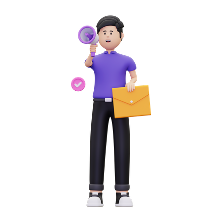 Homme faisant du marketing par courrier électronique  3D Illustration