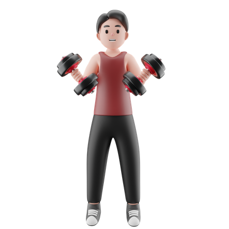 Homme faisant de l'exercice pour les biceps  3D Illustration