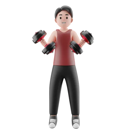 Homme faisant de l'exercice pour les biceps  3D Illustration