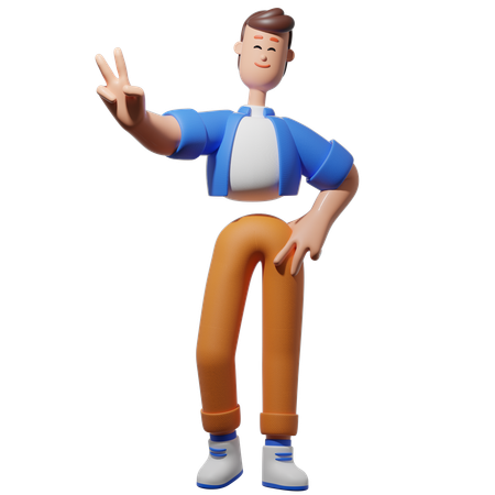 Homme faisant la paix  3D Icon