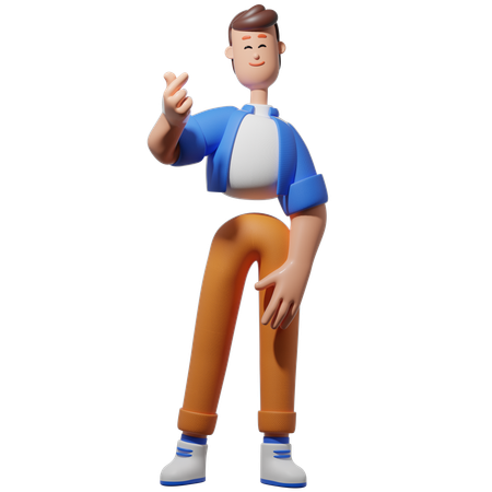 Homme faisant la pose de saranghaeyo  3D Icon