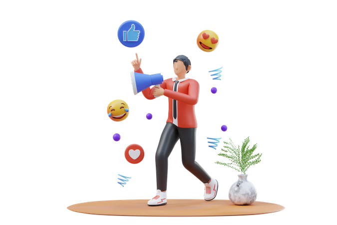 Homme faisant du marketing  3D Illustration