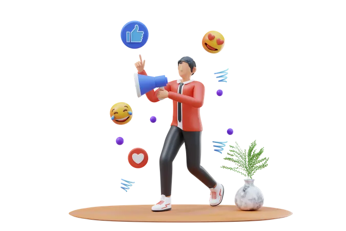 Homme faisant du marketing  3D Illustration