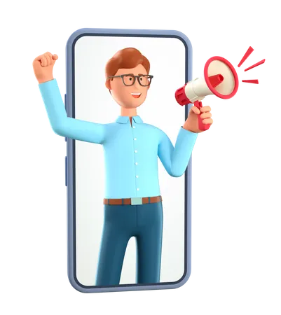 Homme faisant du marketing numérique  3D Illustration