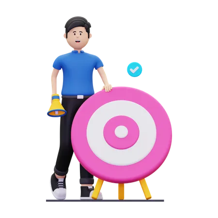 Homme faisant une cible marketing  3D Illustration