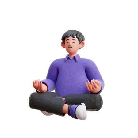 Homme faisant méditer  3D Illustration