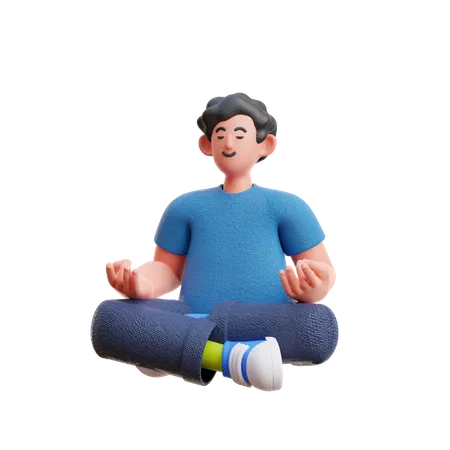 Homme faisant méditer  3D Illustration