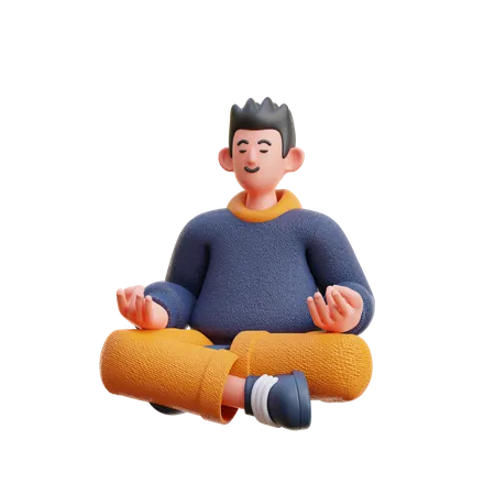 Homme faisant méditer  3D Illustration