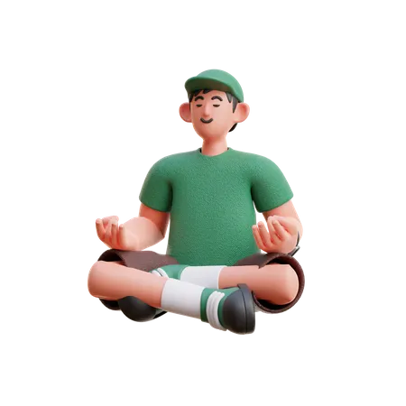 Homme faisant méditer  3D Illustration