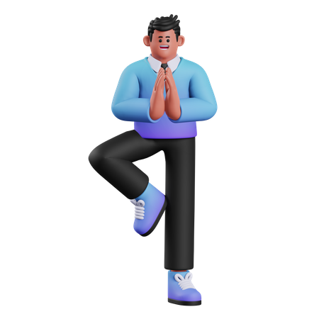 Homme faisant de la méditation  3D Illustration