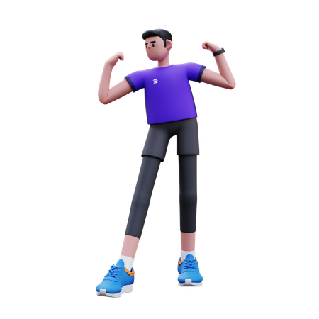 Homme faisant une pose musculaire  3D Illustration