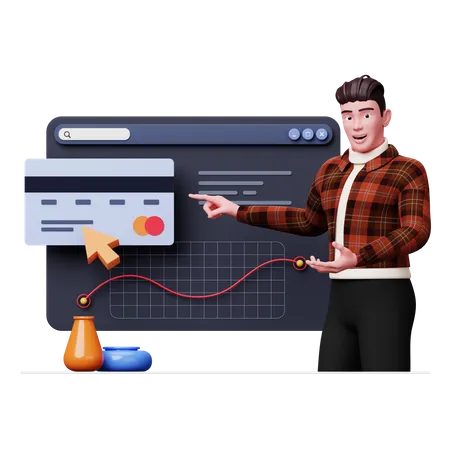 Homme effectuant un paiement en ligne  3D Illustration