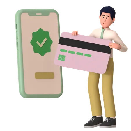 Homme faisant le paiement mobile  3D Illustration