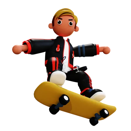 Homme faisant du skateboard  3D Illustration