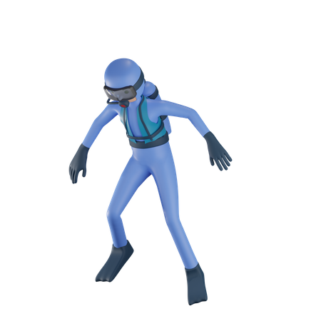 Homme faisant de la plongée sous-marine  3D Illustration