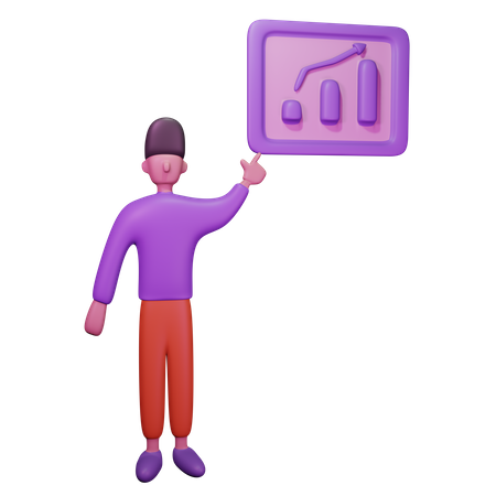 Homme faisant une présentation  3D Illustration