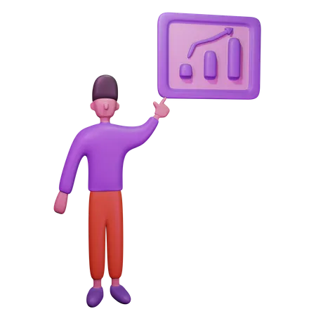 Homme faisant une présentation  3D Illustration