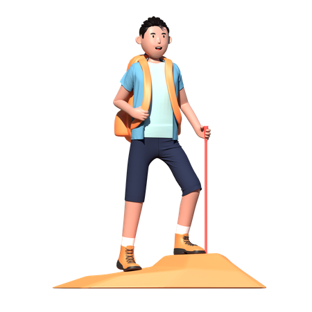 Homme faisant de la randonnée  3D Illustration
