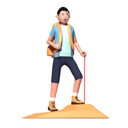 Homme faisant de la randonnée  3D Illustration