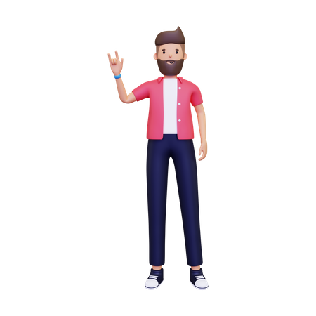 Homme faisant du rock en pose  3D Illustration