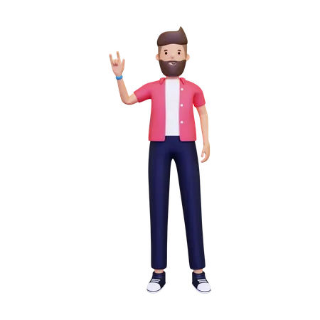 Homme faisant du rock en pose  3D Illustration