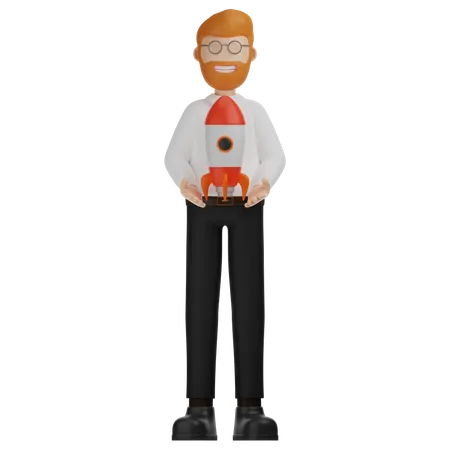 Homme faisant un démarrage  3D Illustration