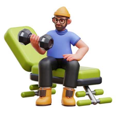 Homme faisant des exercices de musculation  3D Illustration