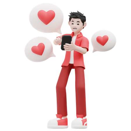 Homme faisant une conversation amoureuse  3D Icon