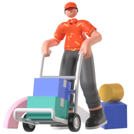 Homme effectuant une livraison logistique  3D Illustration