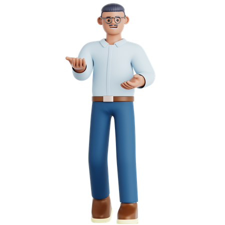 Homme faisant une présentation  3D Illustration