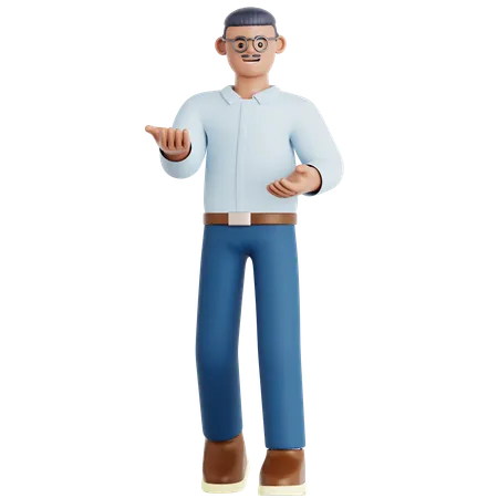 Homme faisant une présentation  3D Illustration