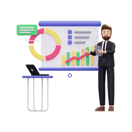 Homme faisant une présentation  3D Icon