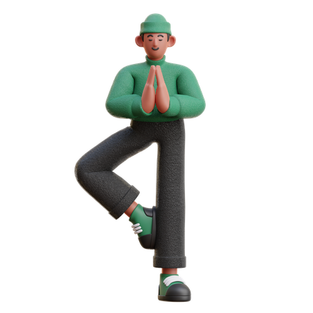 Homme faisant du yoga  3D Illustration