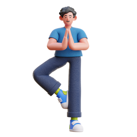 Homme faisant du yoga  3D Illustration