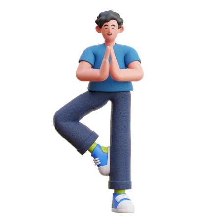 Homme faisant du yoga  3D Illustration