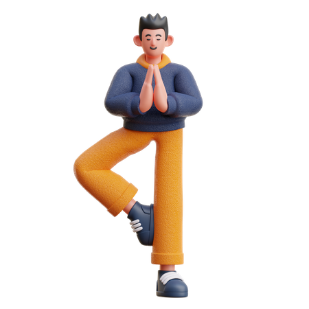 Homme faisant du yoga  3D Illustration