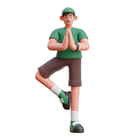 Homme faisant du yoga  3D Illustration