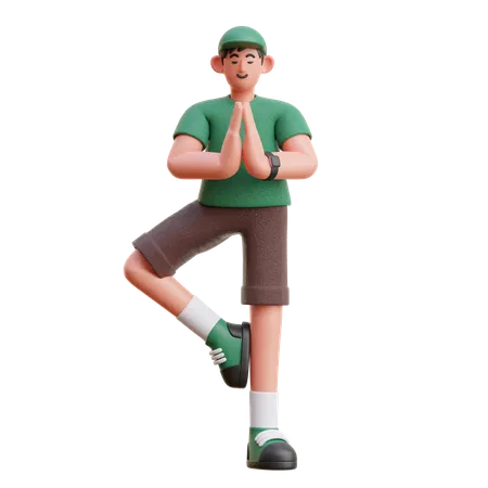 Homme faisant du yoga  3D Illustration