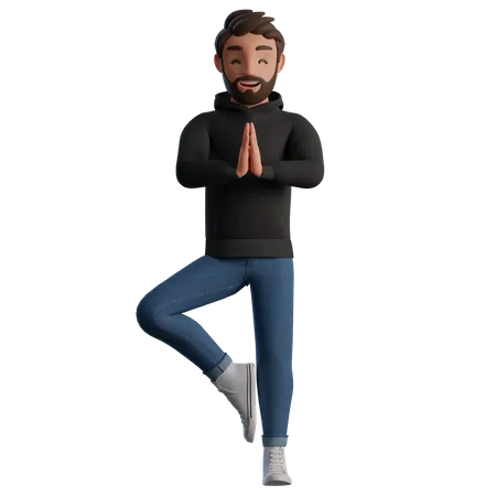 Homme faisant du yoga  3D Illustration