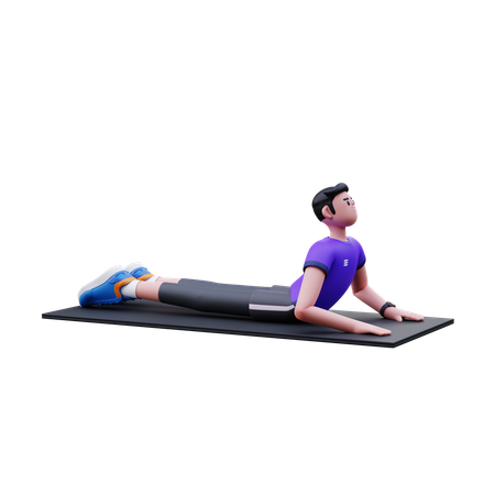 Homme faisant une pose de yoga  3D Illustration