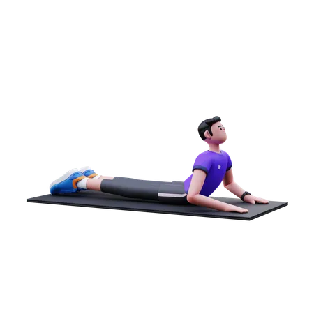 Homme faisant une pose de yoga  3D Illustration