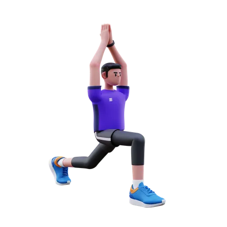 Homme faisant une pose de yoga  3D Illustration