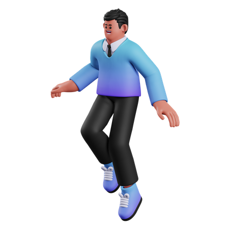 Saut flottant homme  3D Illustration