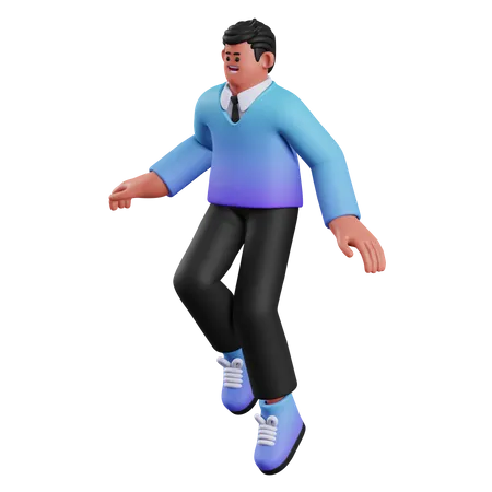 Saut flottant homme  3D Illustration